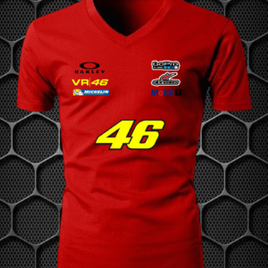 vr 46 cotton blend v neck riding t shirt nitroswag (l,xl) red