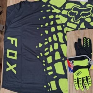 fox (men’s riding full sleeve jersey + 100% gloves set cambo) (size xl)