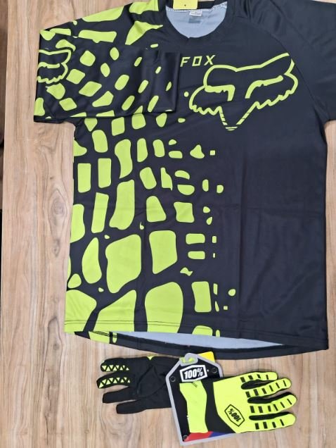 fox (men’s riding full sleeve jersey + 100% gloves set cambo) (size xl) fox (men’s riding full sleeve jersey + 100% gloves set cambo) (size xl)