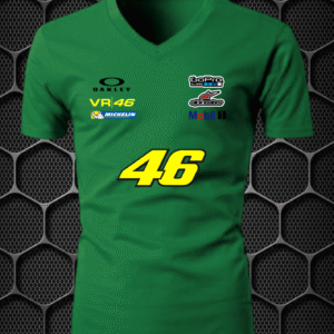 vr 46 riding t shirt cotton blend v neck nitroswag (l,xl) green