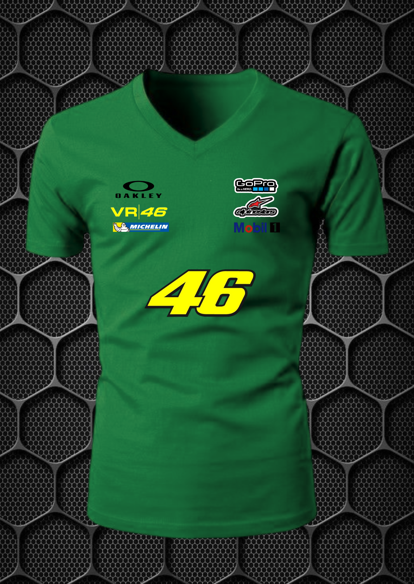 vr 46 riding t shirt cotton blend v neck nitroswag (l,xl) green vr 46 riding t shirt cotton blend v neck nitroswag (l,xl) green