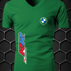 bmw riding t shirt l,xl v neck (green) nitroswag