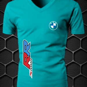 bmw riding t shirt l,xl v neck (blue) nitroswag