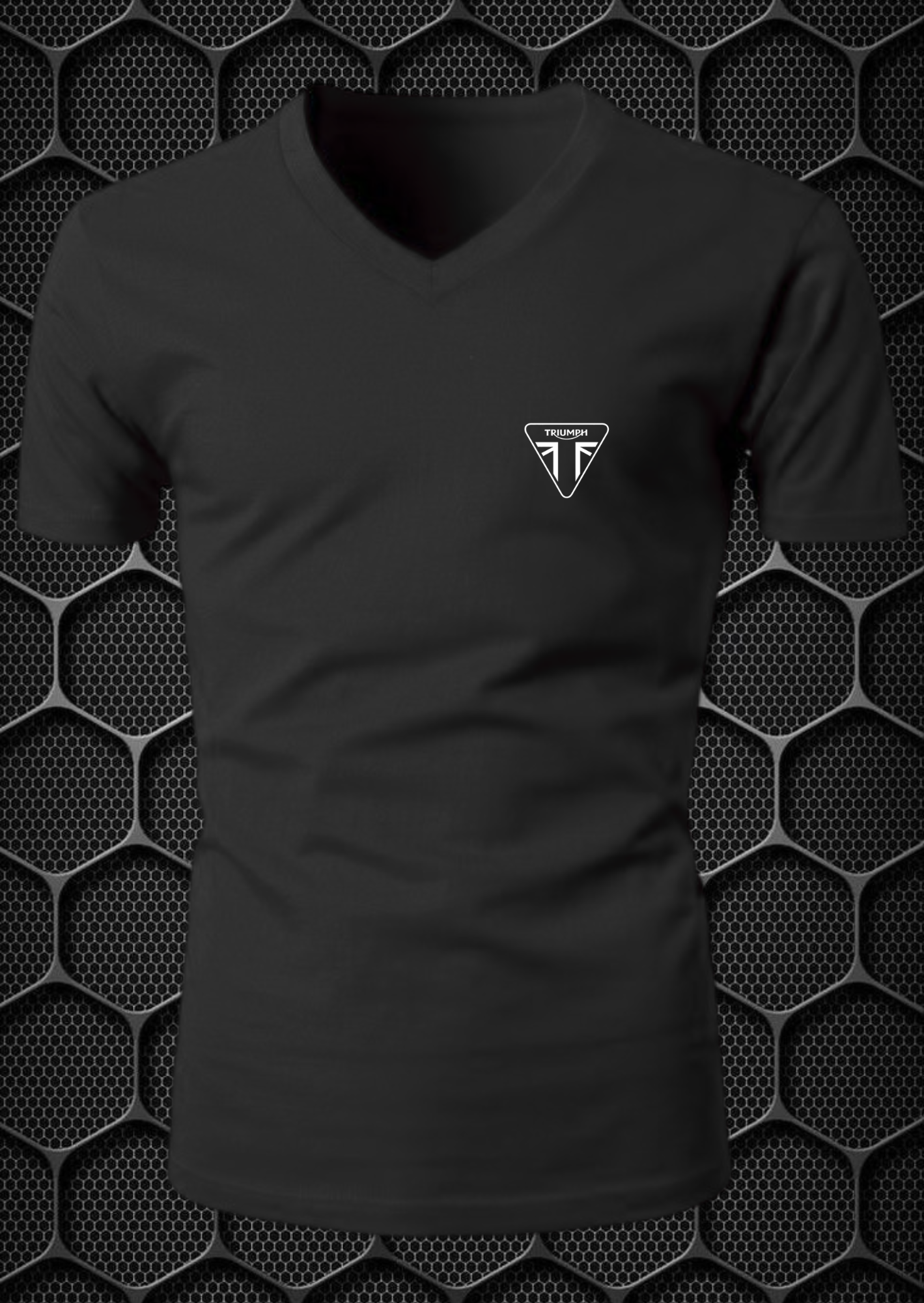 triumph cotten blend v neck ridinig t shirt nitroswag (black)(l,xl) triumph cotten blend v neck ridinig t shirt nitroswag (black)(l,xl)