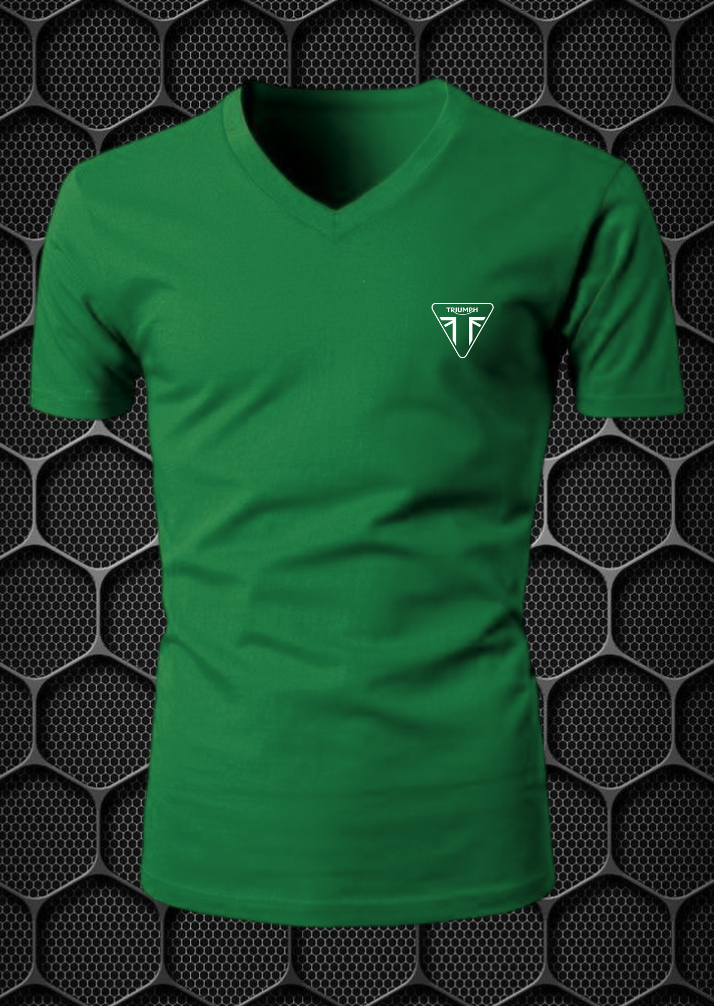 triumph cotton blend v neck riding t shirt nitroswag (l,xl) green triumph cotton blend v neck riding t shirt nitroswag (l,xl) green