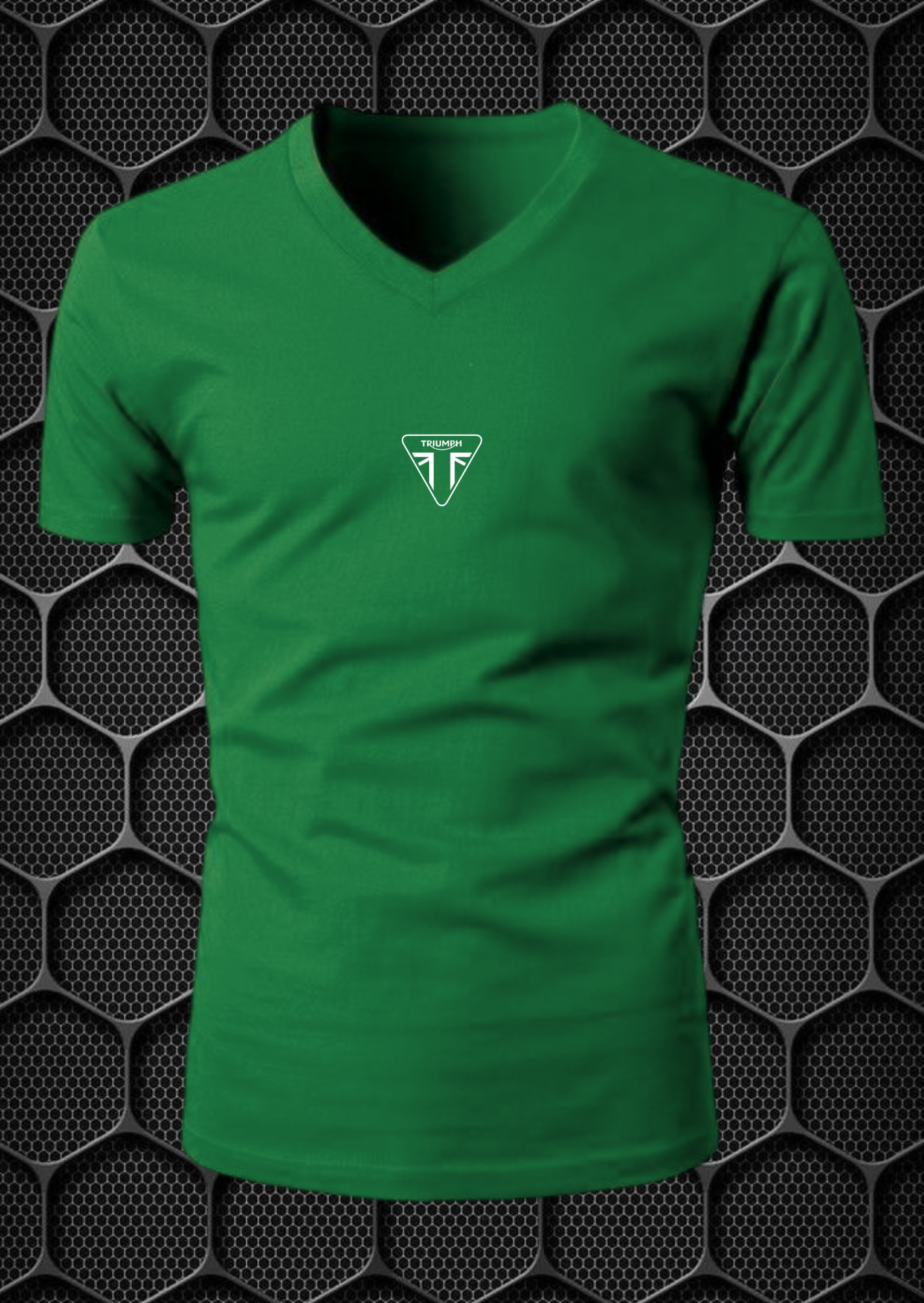 triumph cotton blend v neck riding t shirt nitroswag (l,xl) green triumph cotton blend v neck riding t shirt nitroswag (l,xl) green