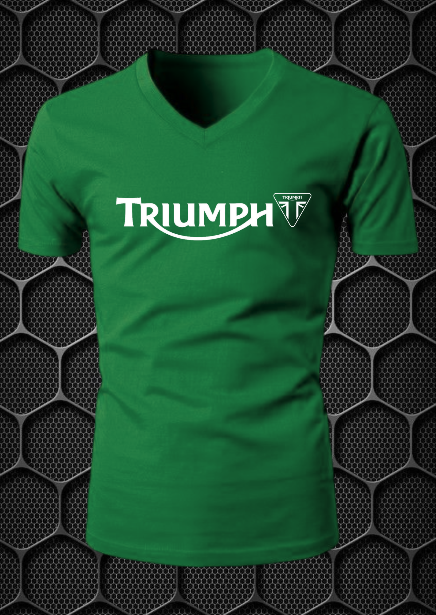 triumph riding t shirt cotton blend v neck nitroswag (l,xl) green triumph riding t shirt cotton blend v neck nitroswag (l,xl) green