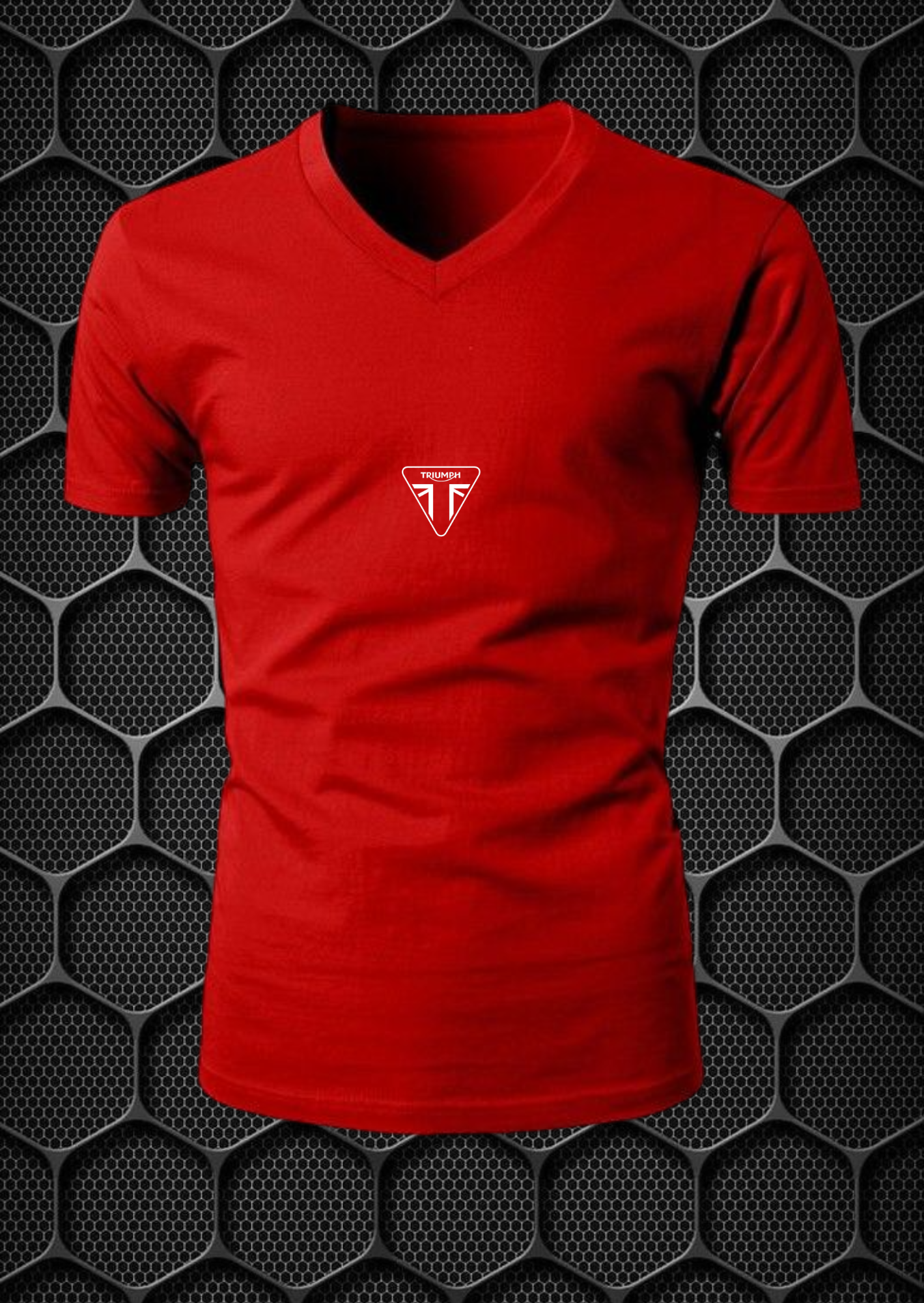 triumph riding t shirt cotton blend v neck nitroswag (l,xl) red triumph riding t shirt cotton blend v neck nitroswag (l,xl) red