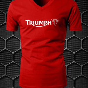 triumph riding t shirt cotton blend v neck nitroswag (l,xl) red