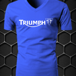 triumph riding t shirt cotton blend v neck nitroswag (l,xl) blue