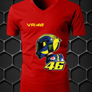vr 46 cotton blend v neck riding t shirt nitroswag (l,xl) red